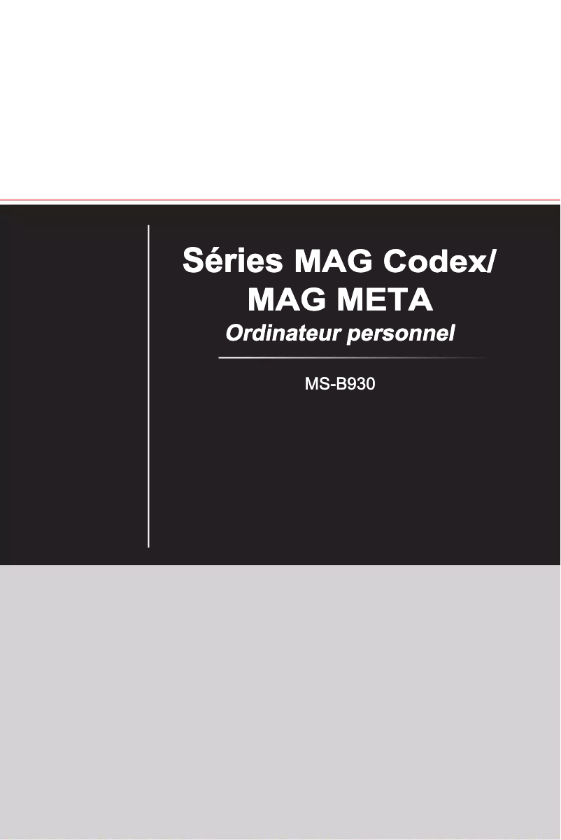 Page 1 de la notice Manuel utilisateur MSI MS-B930