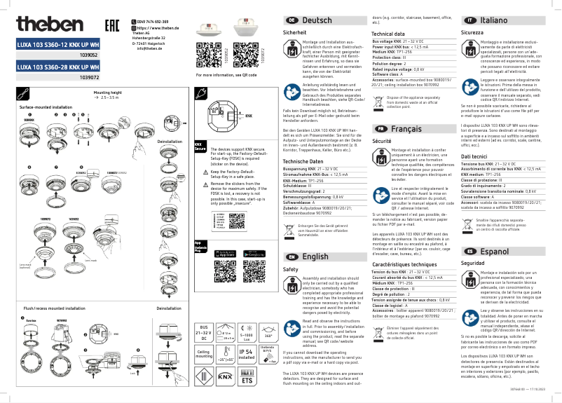 Page n°1 - Manuel utilisateur Theben LUXA 103 S360-28 KNX UP