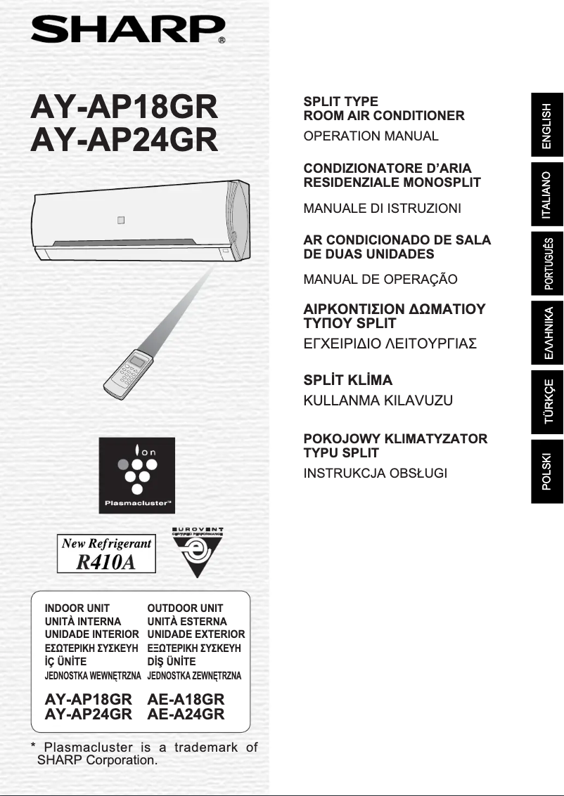Page 1 de la notice Manuel utilisateur Sharp AY-AP24GR