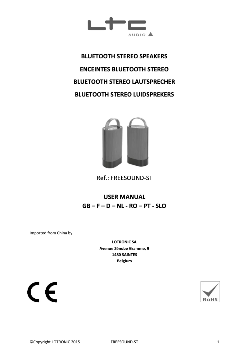 Image de la première page du manuel de l'appareil FREESOUND ST