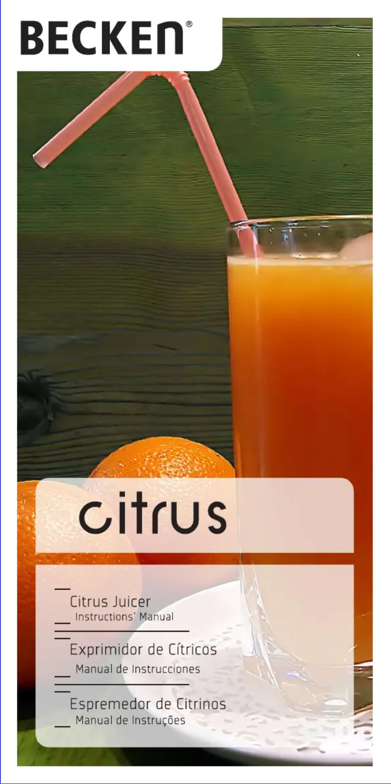 Image de la première page du manuel de l'appareil Citrus