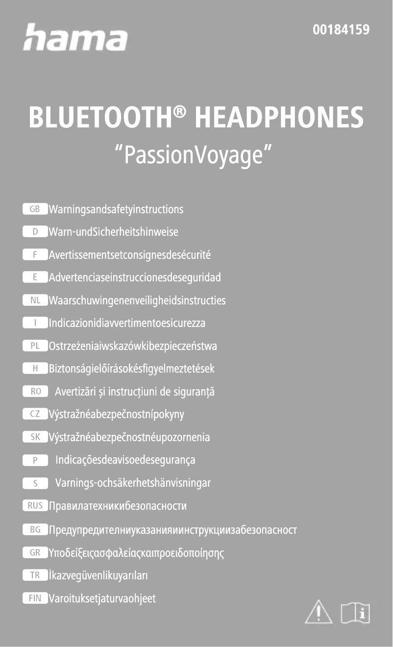 Page 1 de la notice Instructions de sécurité Hama Passion Voyage 00184159