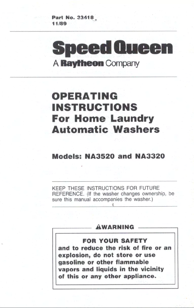 Image de la première page du manuel de l'appareil NA3320W