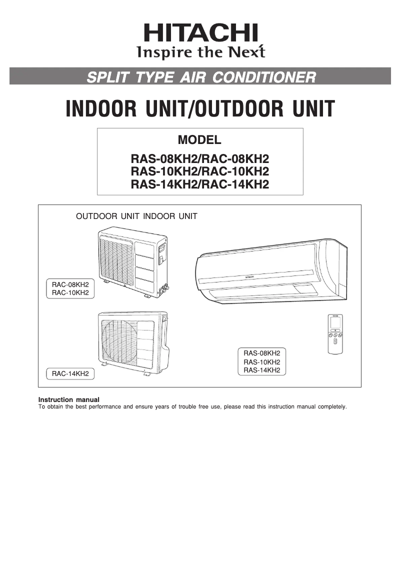 Image de la première page du manuel de l'appareil RAS-10KH2