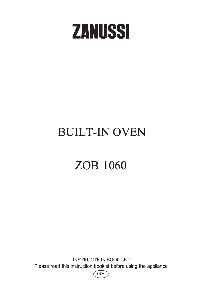 Image de la première page du manuel de l'appareil ZOB1060X