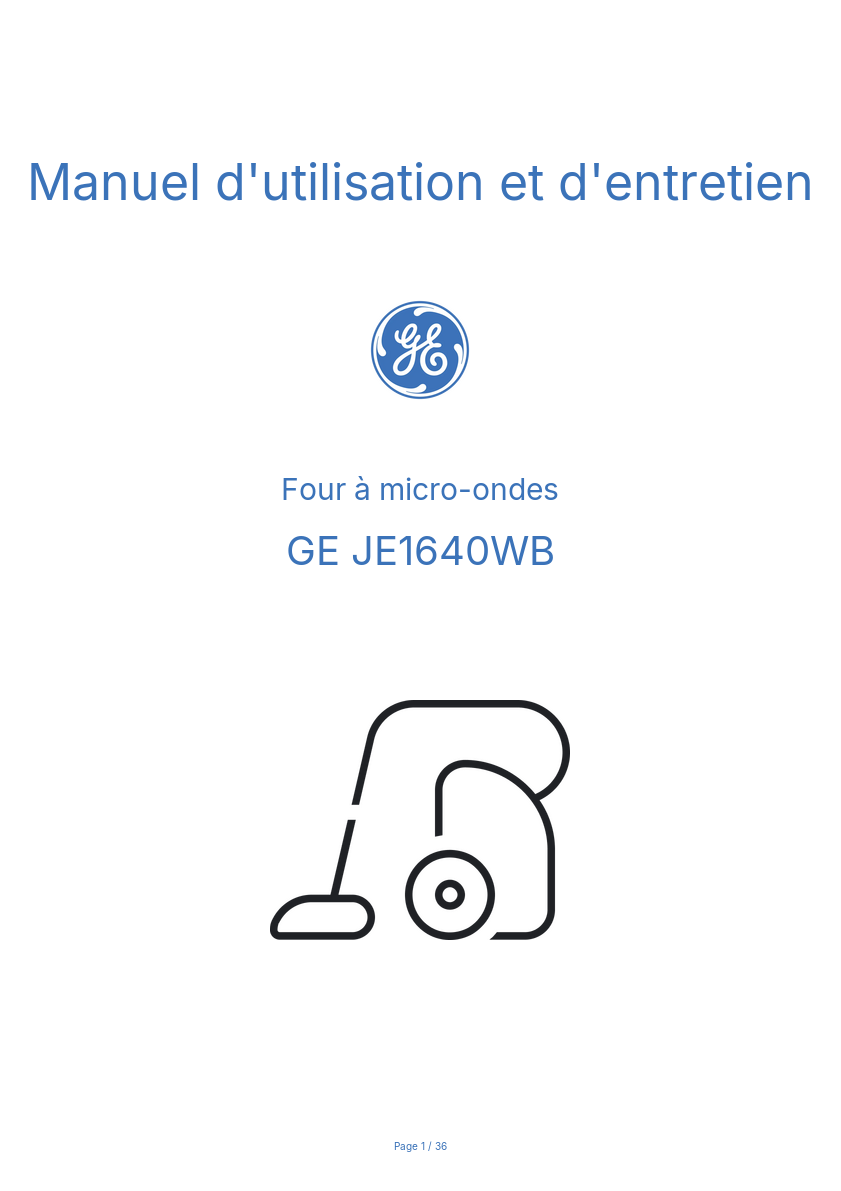Image de la première page du manuel de l'appareil JE1640WB