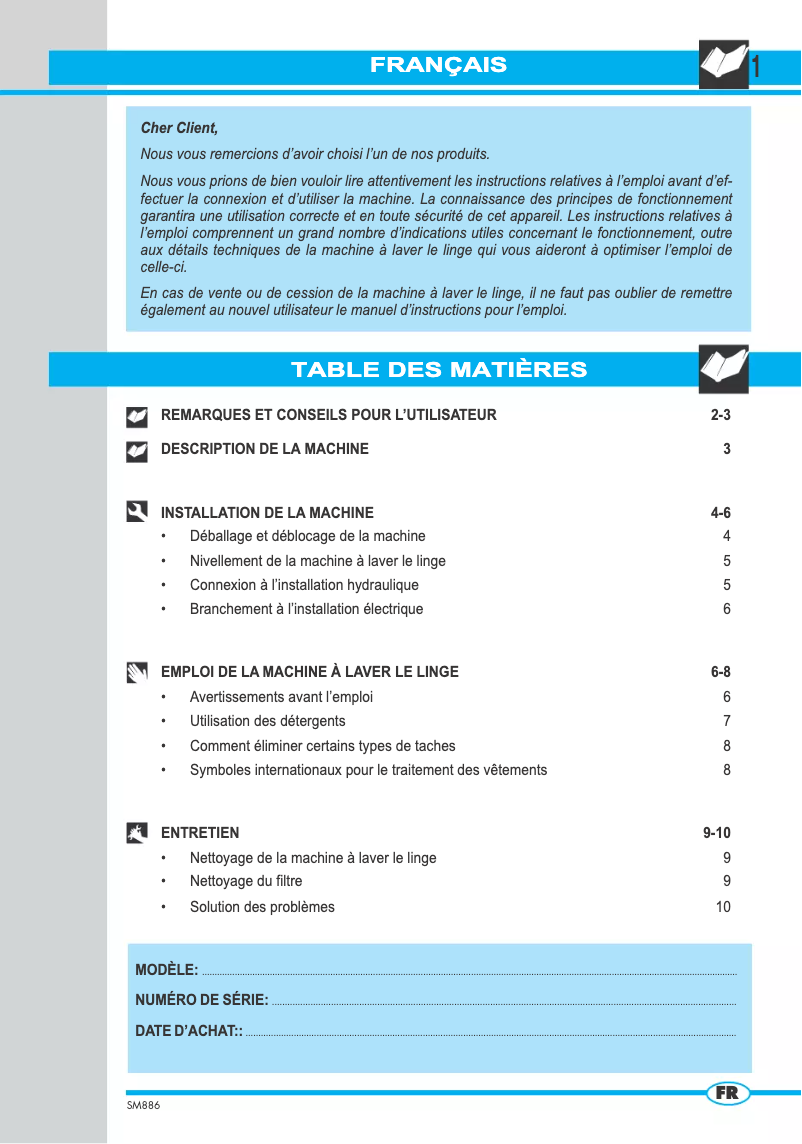 Image de la première page du manuel de l'appareil WD7510