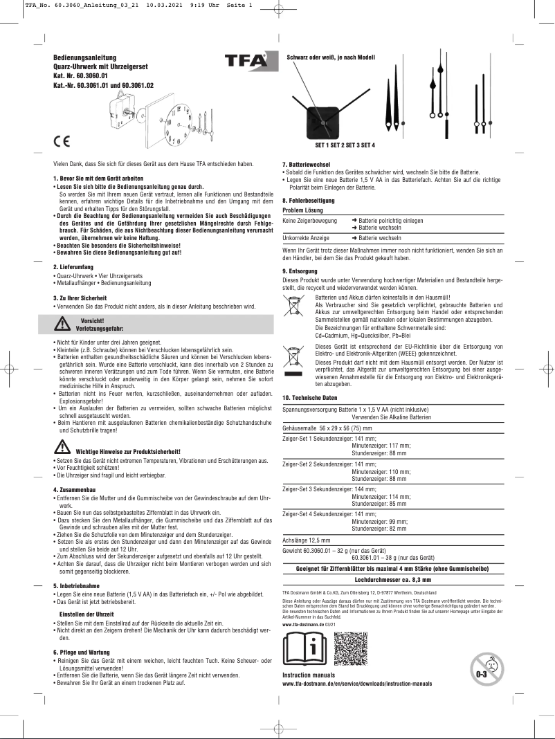 Page n°1 - Manuel utilisateur TFA 60.3061.01