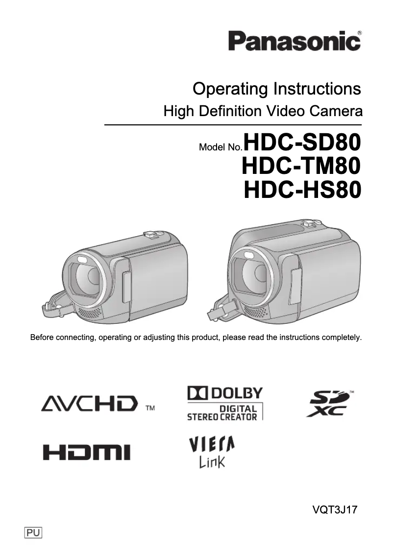 Page 1 de la notice Manuel utilisateur Panasonic HDC-HS80K