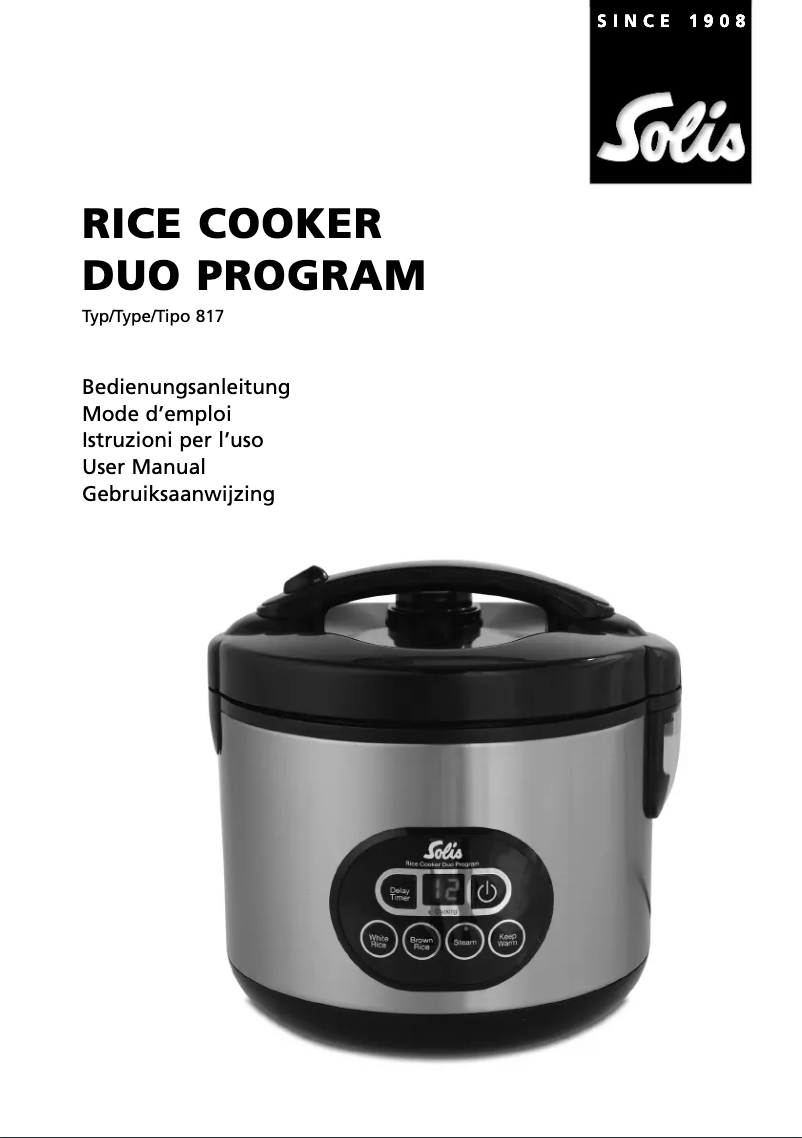 Page 1 de la notice Manuel utilisateur Solis Rice Cooker Duo Program 817