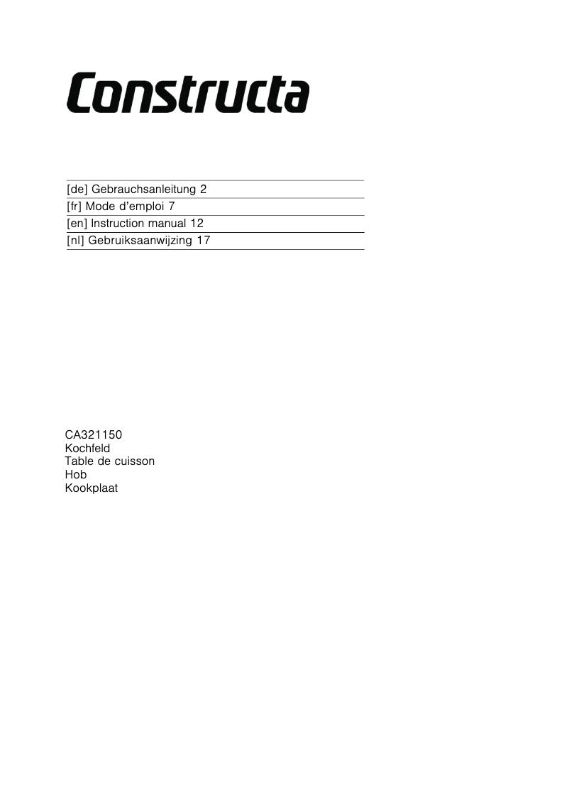 Page n°1 - Mode d'emploi Constructa CA321150