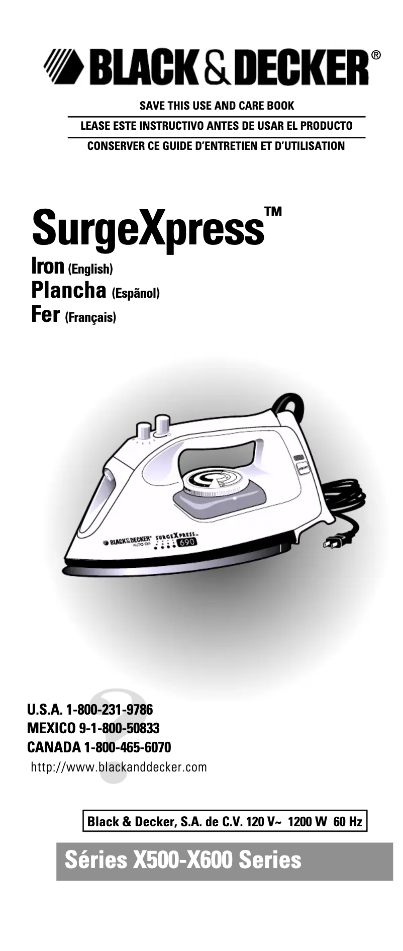 Page 1 de la notice Manuel utilisateur Black & Decker SurgeXpress X690