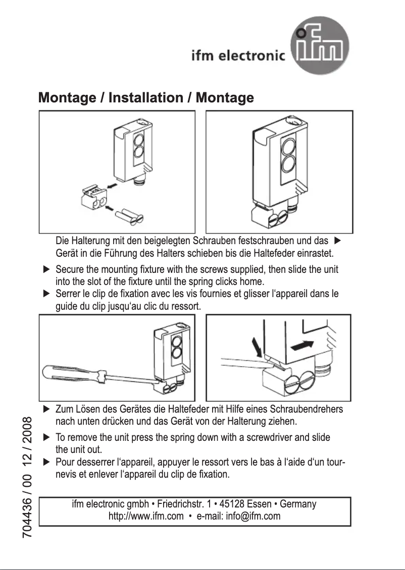 Page n°1 - Manuel utilisateur IFM E20964