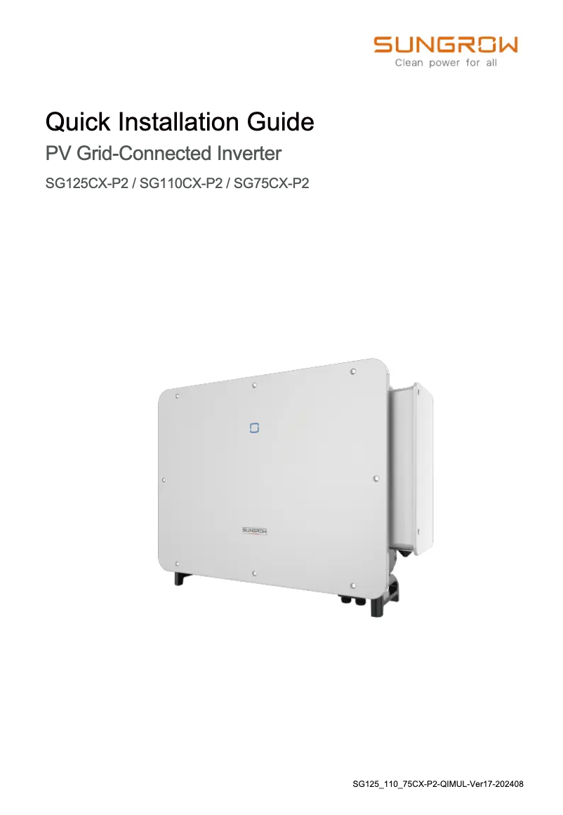 Page n°1 - Manuel utilisateur Sungrow SG125CX-P2
