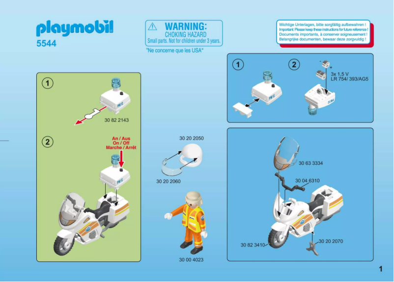 Page n°1 - Manuel utilisateur Playmobil City Action Emergency Motorcycle with Light 5544