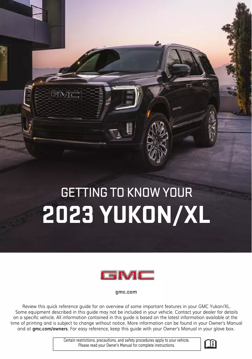 Page 1 de la notice Guide de démarrage rapide GMC Yukon (2023)