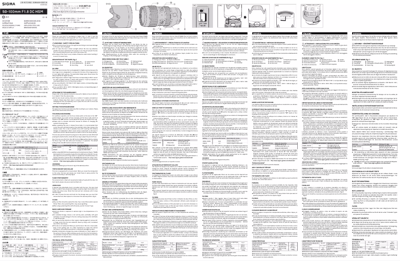 Página 1 del manual Manual de usuario Sigma 50-100mm F1.8 DC HSM