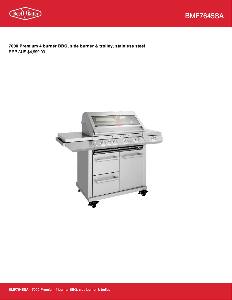Page 1 de la notice Fiche technique BeefEater BMF7645SA