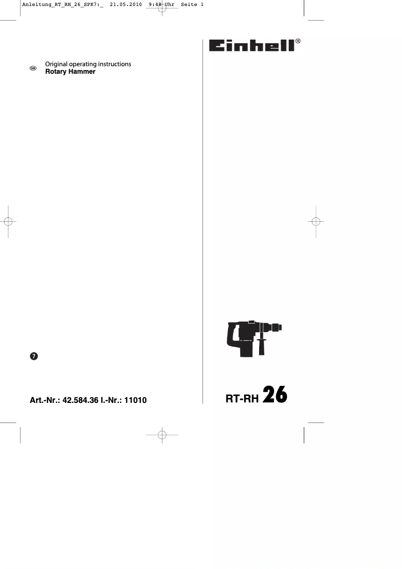 Page n°1 - Manuel utilisateur Einhell RT-RH 26