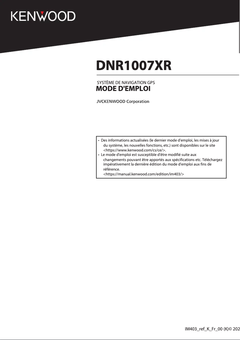 Página 1 del manual Manual de usuario Kenwood DNR1007XR