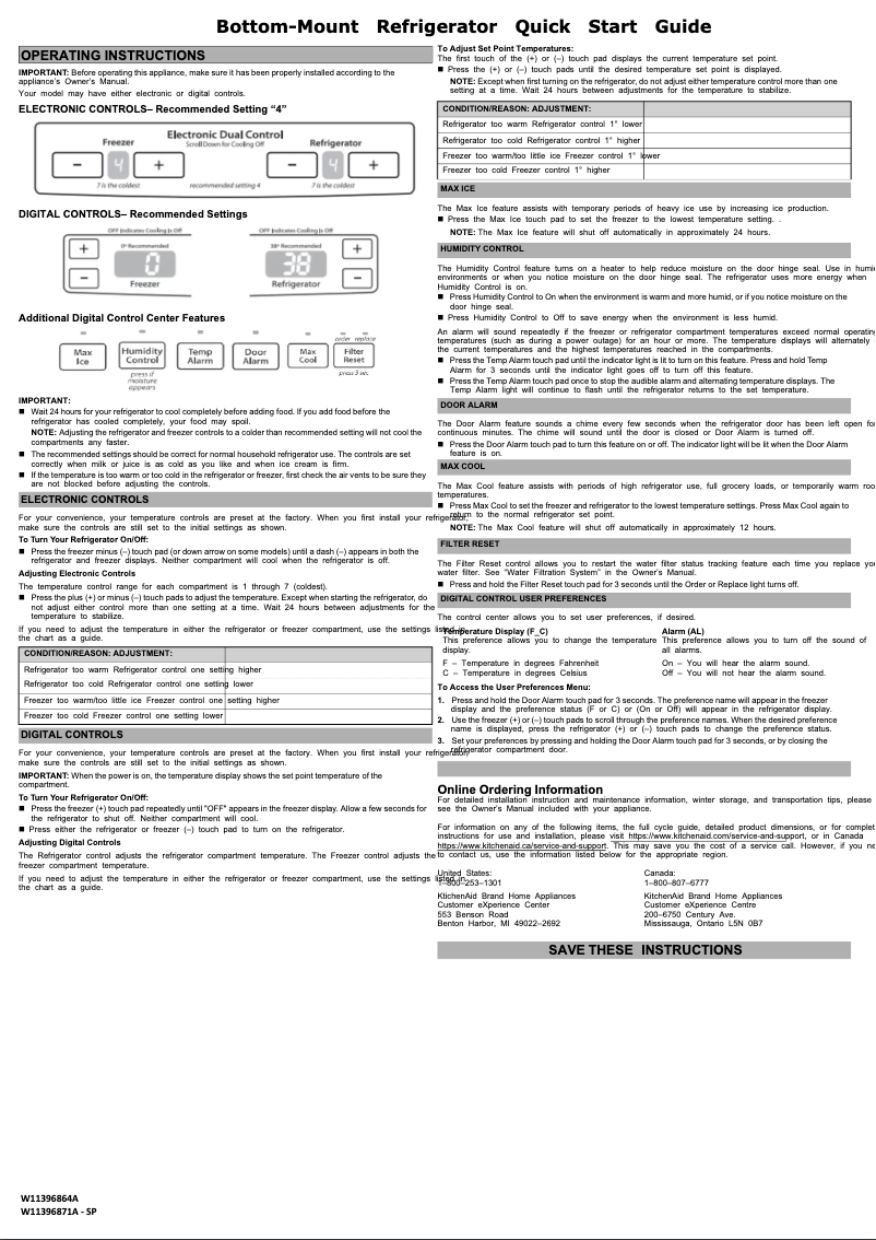 Page 1 de la notice Guide de démarrage rapide KitchenAid KRBR102ESS