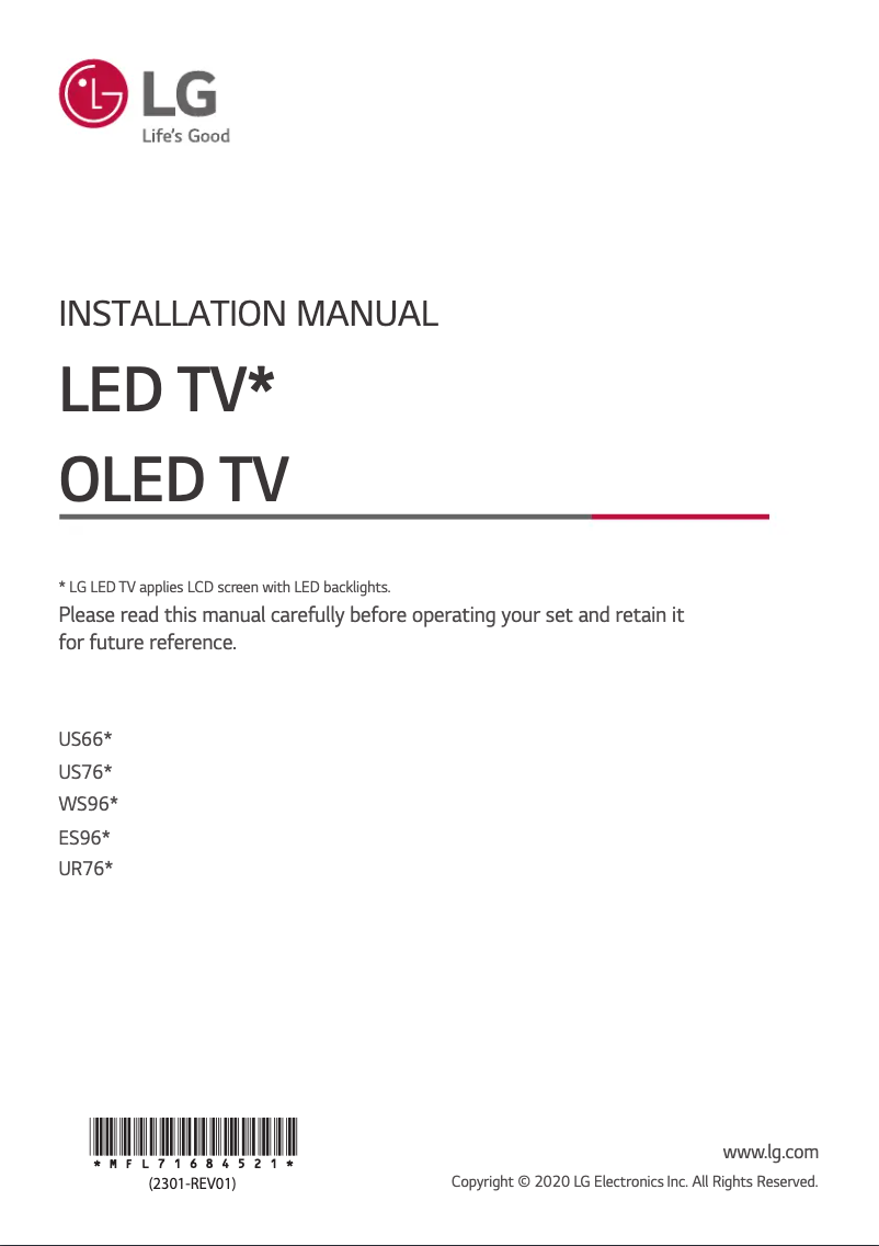 Page n°1 - Manuel utilisateur LG 50US662H3ZC
