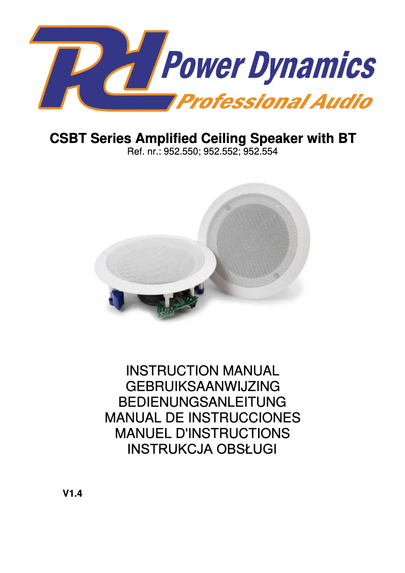 Page 1 de la notice Manuel utilisateur Power Dynamics CSBT65