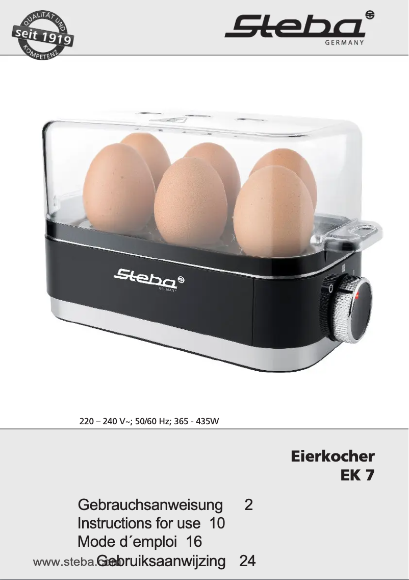 Page 1 de la notice Manuel utilisateur Steba EK 7