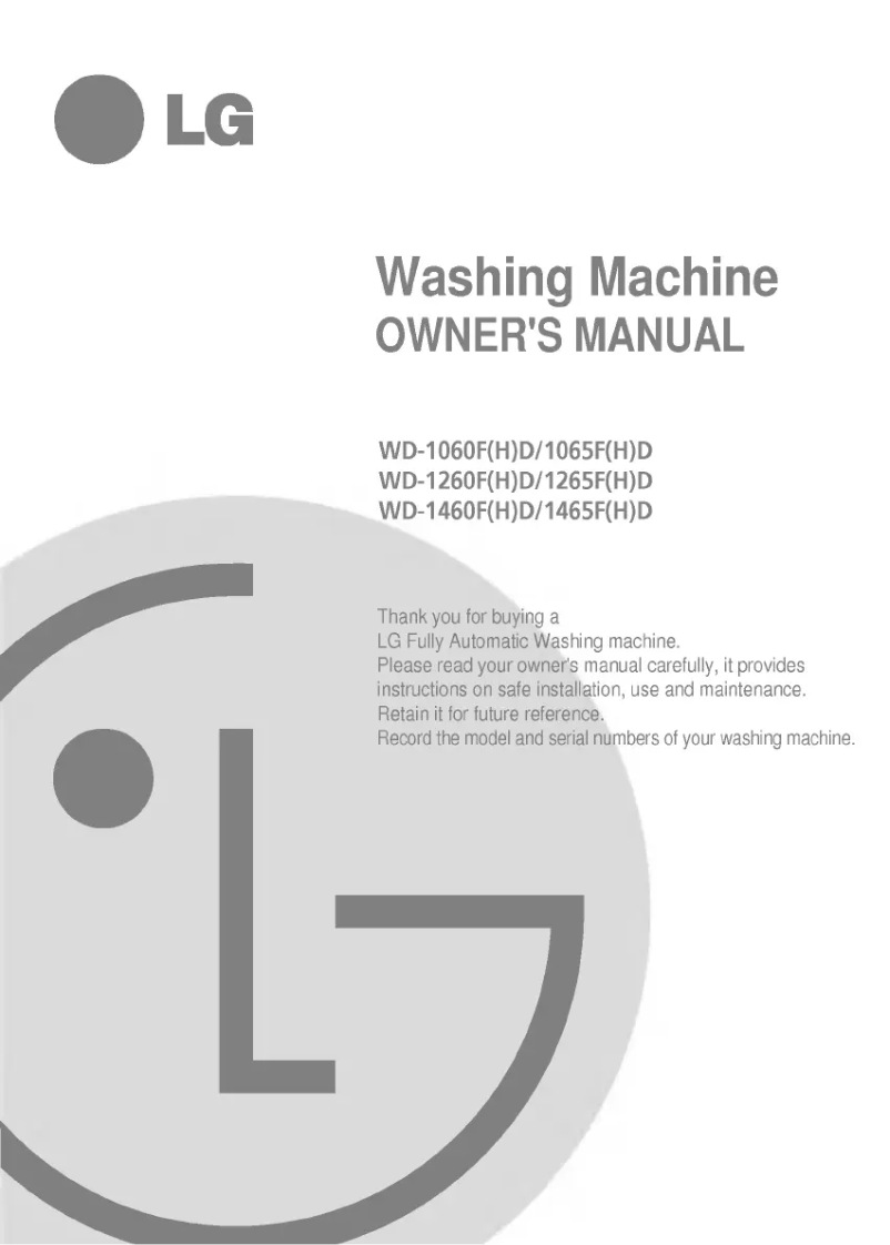 Page 1 de la notice Manuel utilisateur LG WD-1260FHD