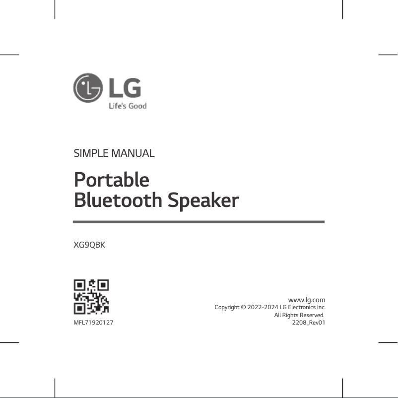 Página 1 del manual Manual de usuario LG XBOOM Go XG9QBK