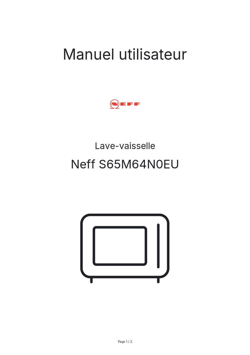Page n°1 - Manuel utilisateur Neff S65M64N0EU