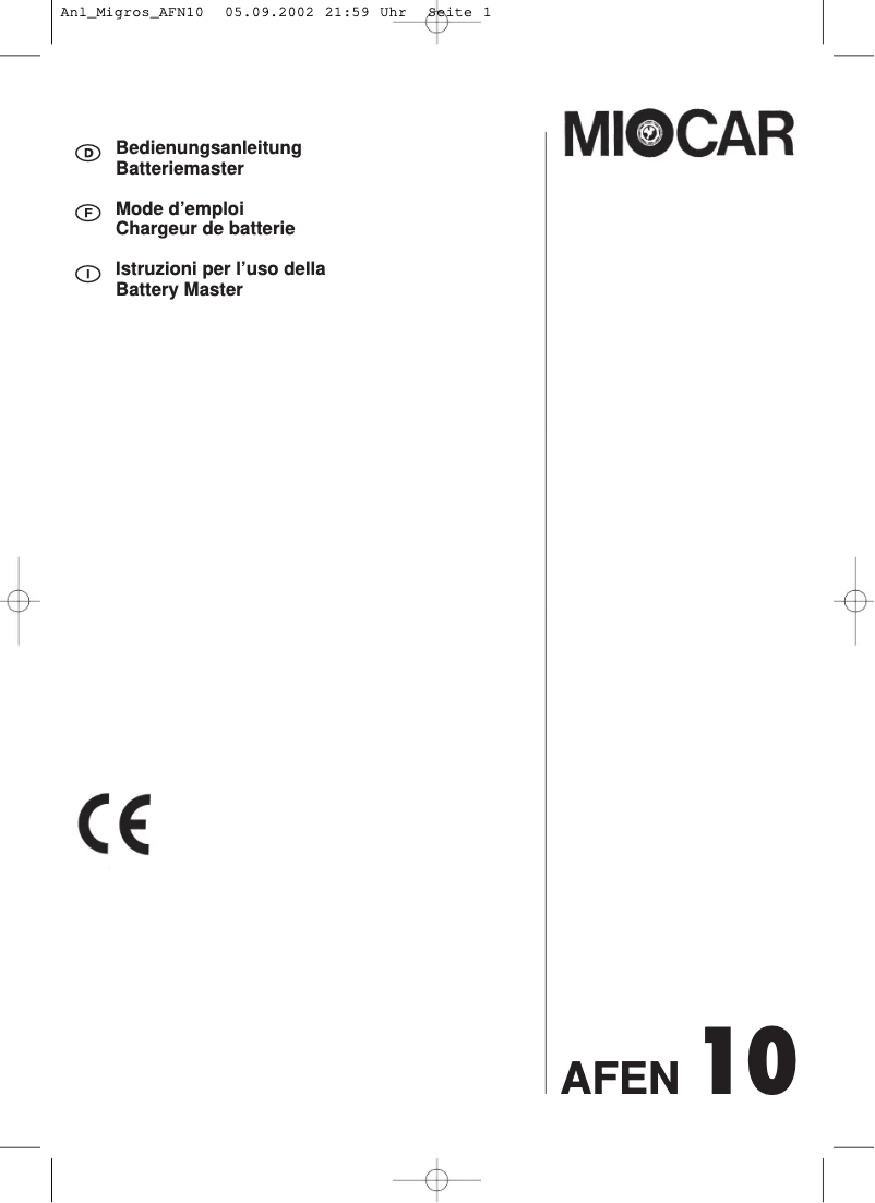 Page 1 de la notice Manuel utilisateur Einhell AFEN 10