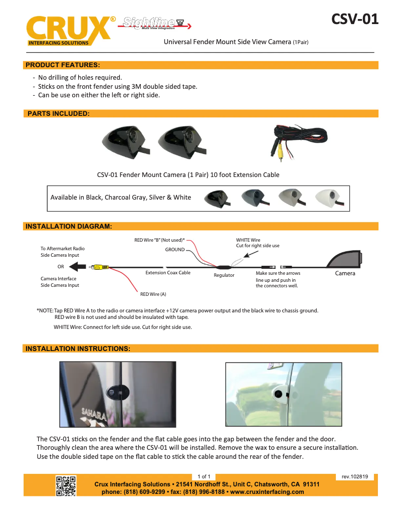 Page n°1 - Manuel utilisateur CRUX CSV-01