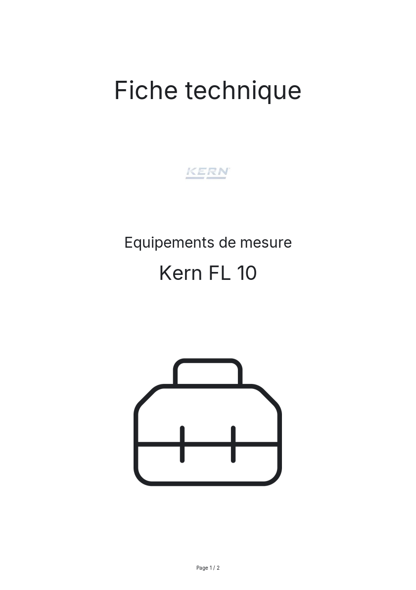 Page n°1 - Fiche technique Kern FL 10