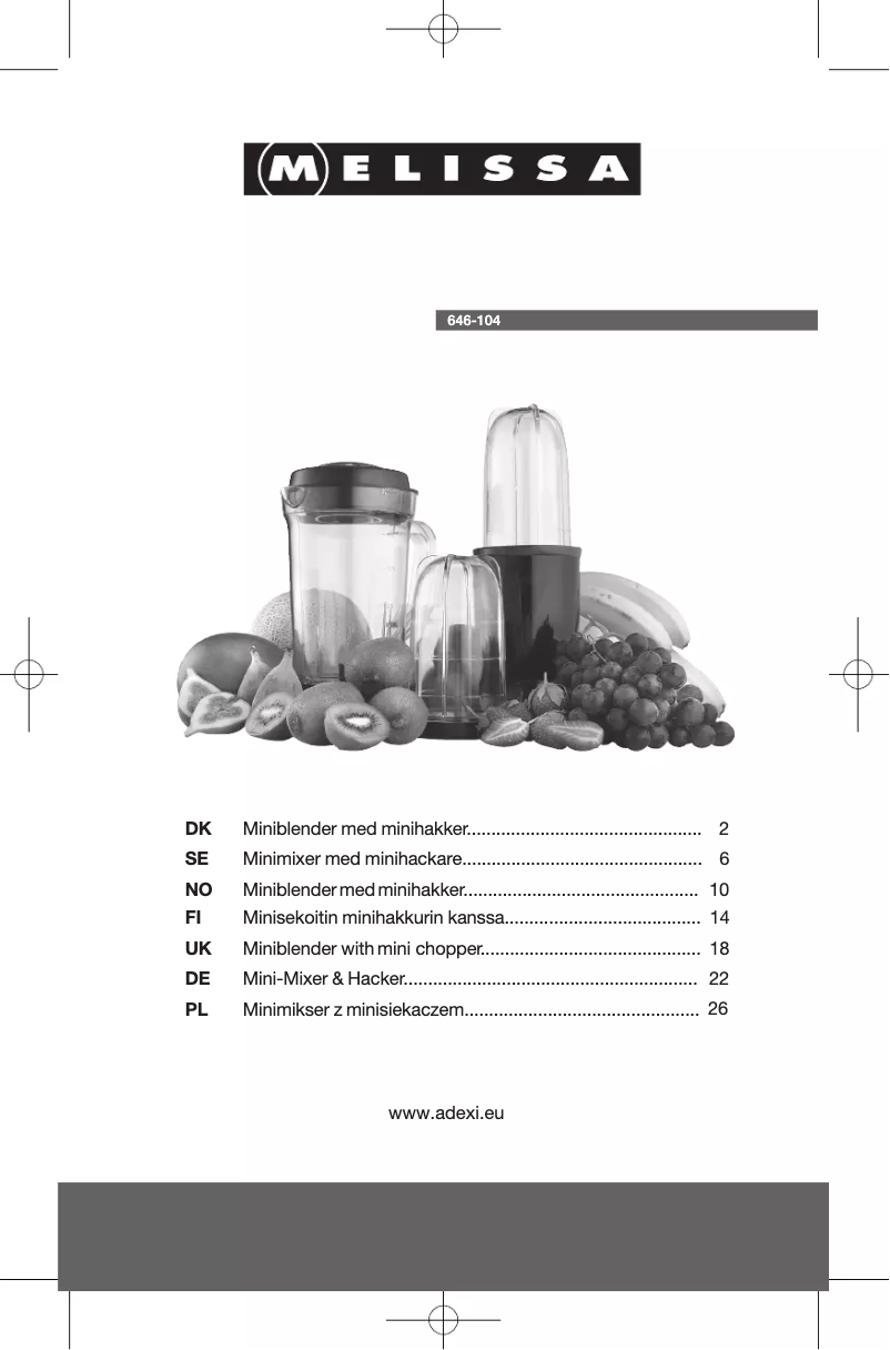 Page n°1 - Manuel utilisateur Melissa 646-104