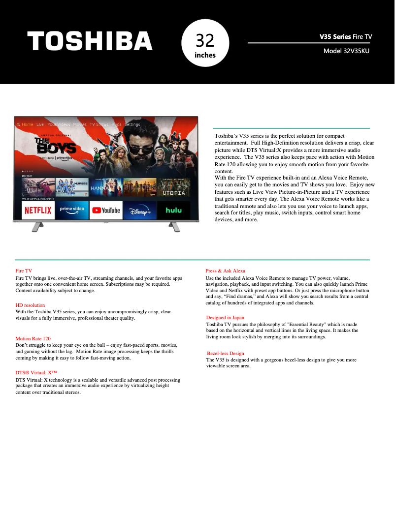 Imagen de la primera página del manual del dispositivo 32V35KU