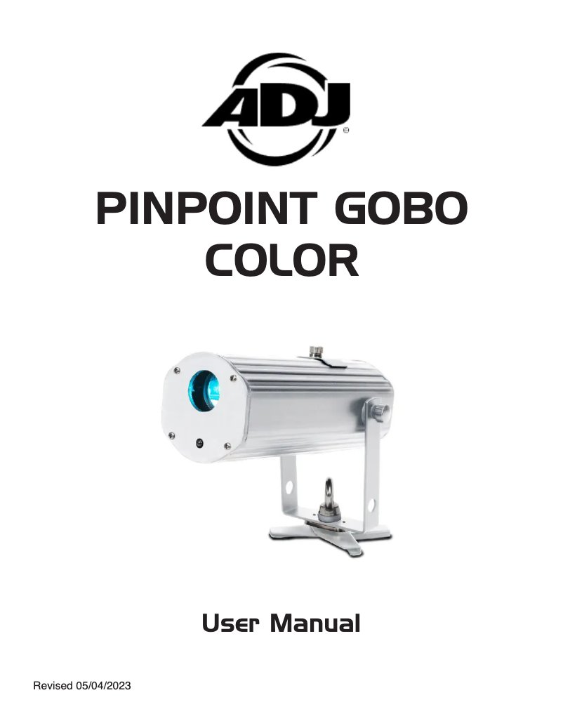 Page 1 de la notice Manuel utilisateur Adj PinPoint Gobo Color