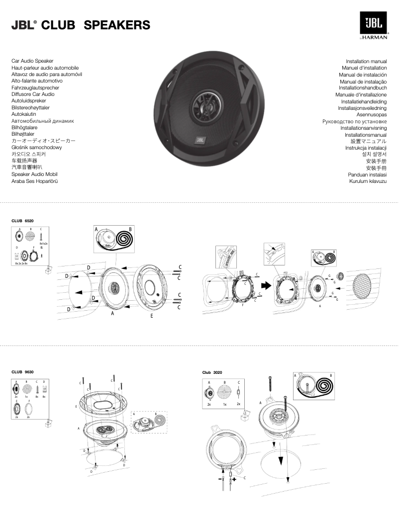 Page n°1 - Manuel utilisateur JBL Club 6500c