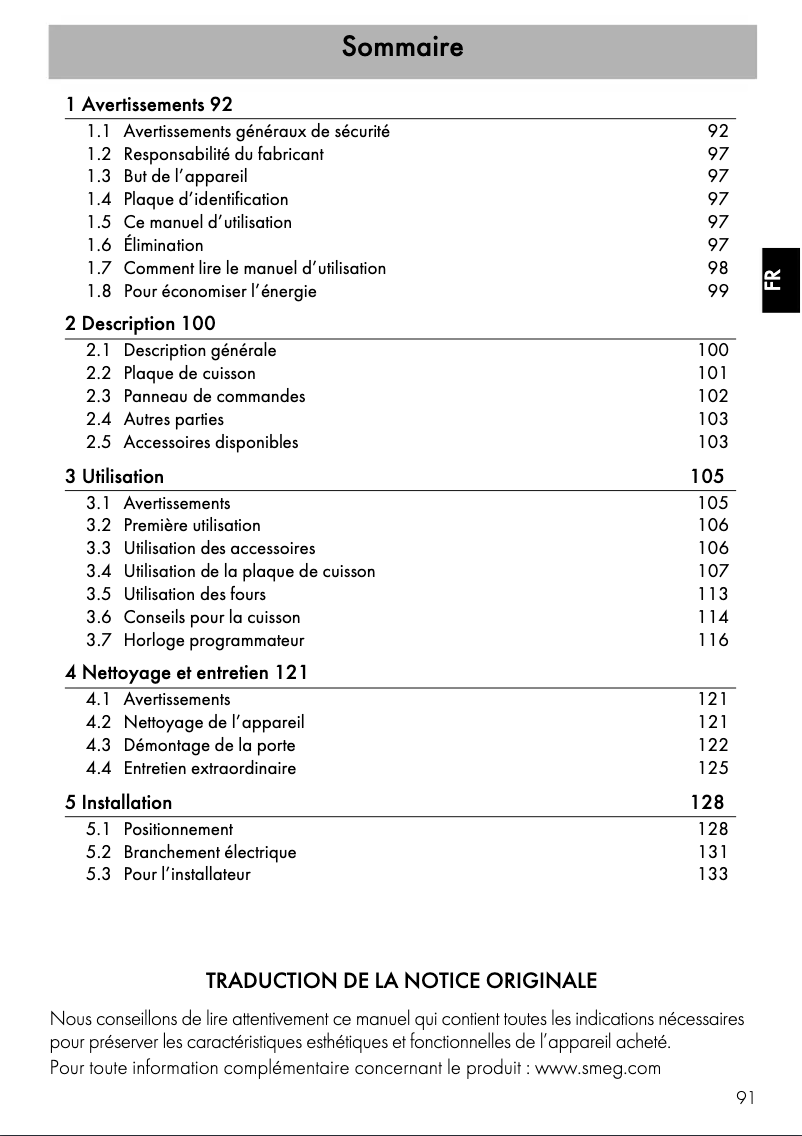 Page n°1 - Fiche technique Smeg TR62IBL2