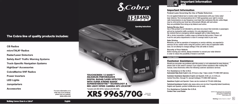 Página 1 del manual Manual de usuario Cobra XRS 9970G