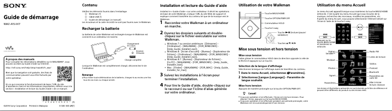 Image de la première page du manuel de l'appareil Walkman NWZ-A15