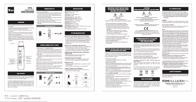 Page 1 de la notice Manuel utilisateur Xvive P3