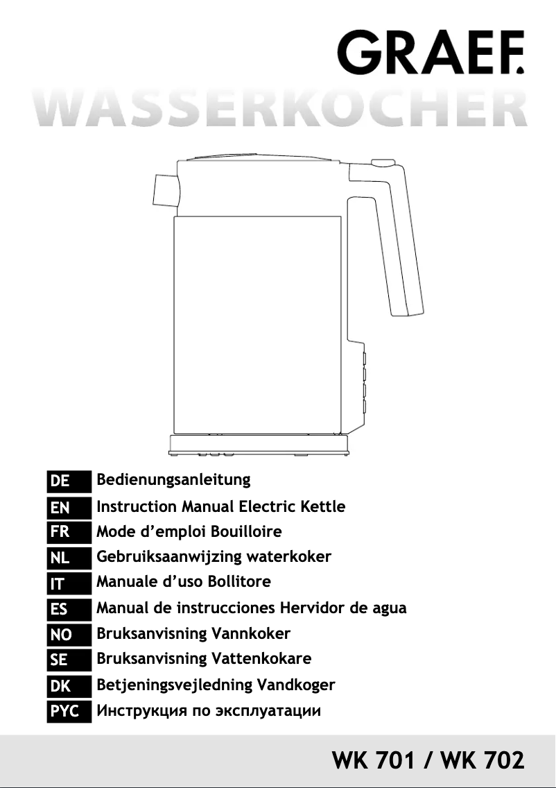 Page 1 de la notice Manuel utilisateur Graef WK701
