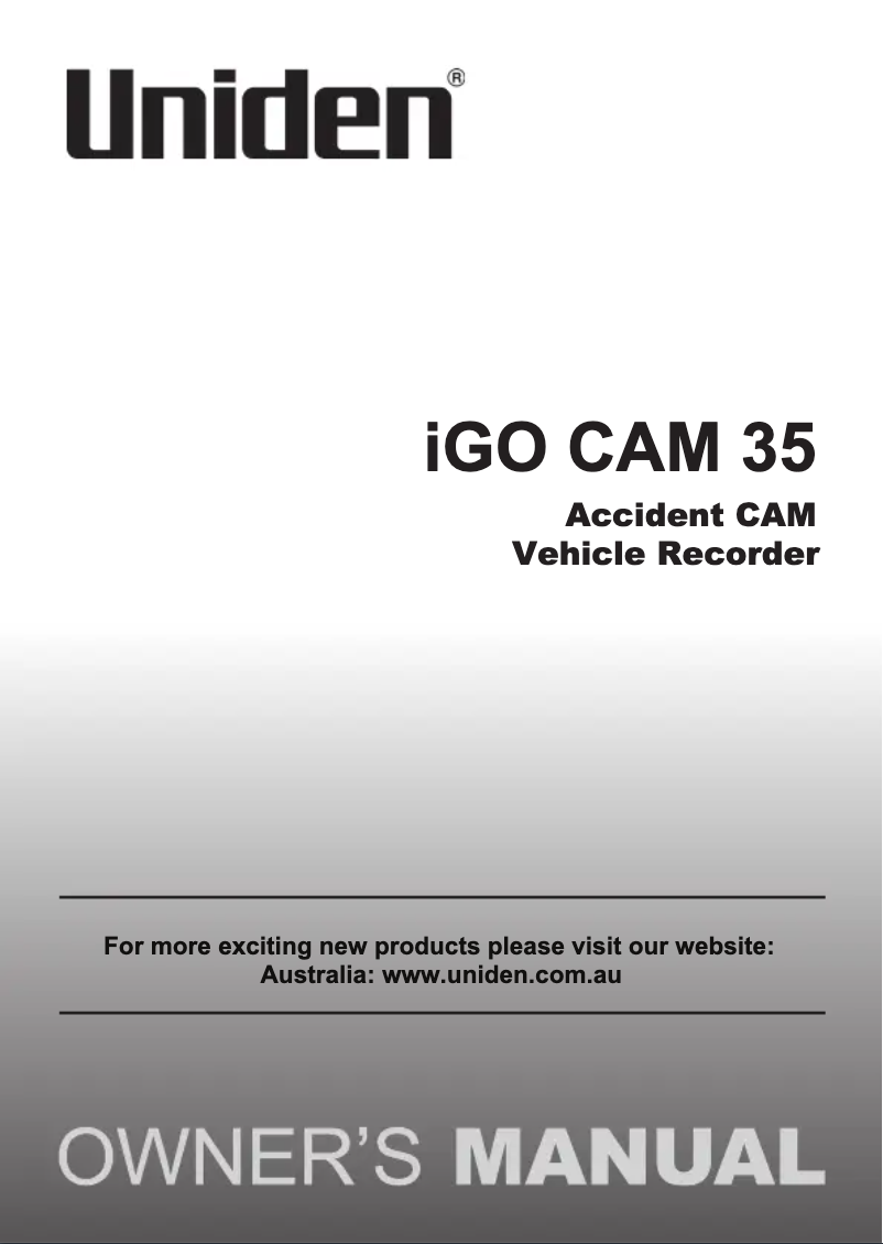 Página 1 del manual Manual de usuario Uniden iGO CAM 35