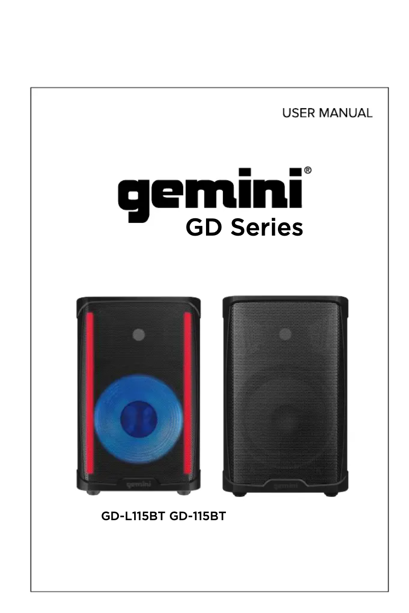 Page 1 de la notice Manuel utilisateur Gemini GD-L115BT