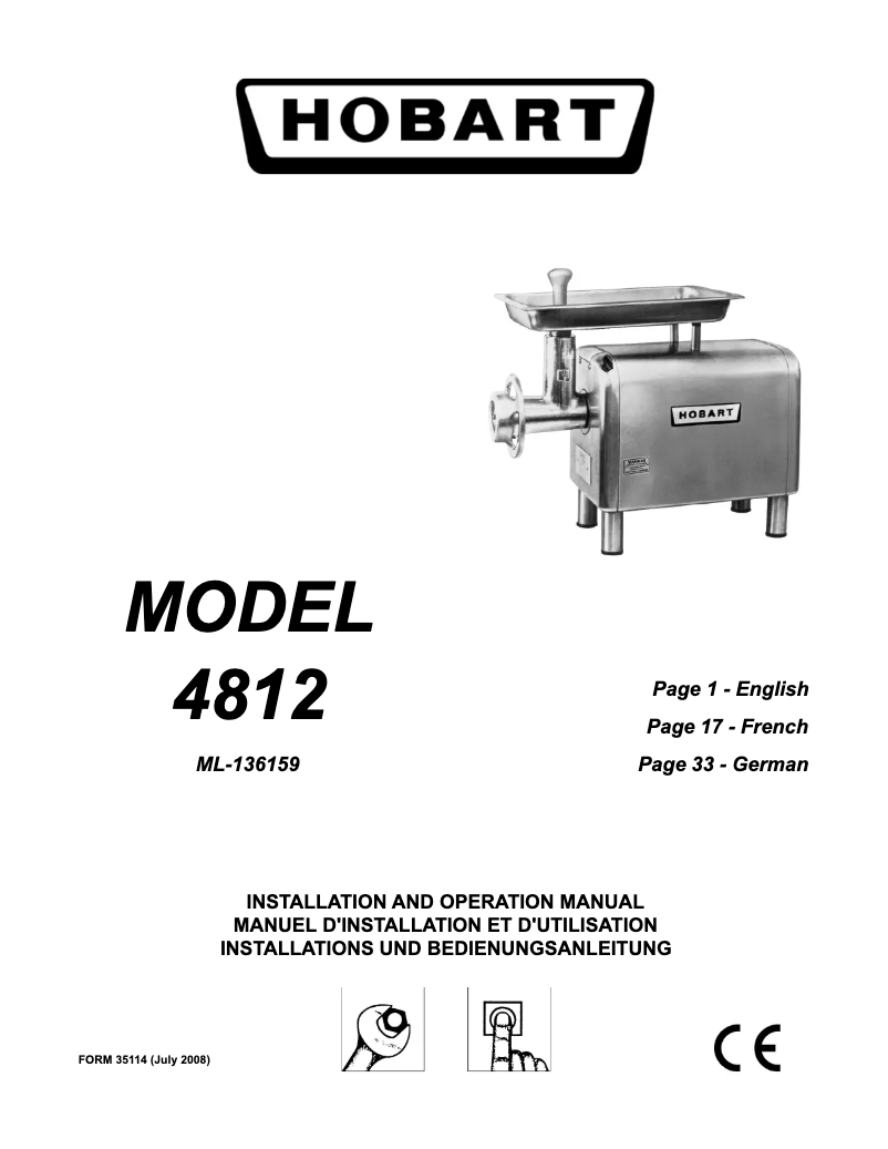 Page n°1 - Manuel utilisateur Hobart 4812