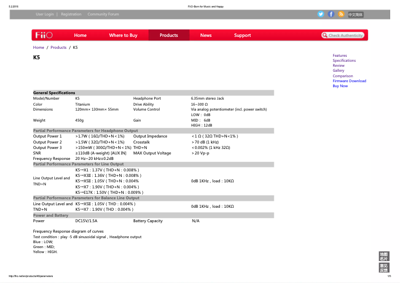 Page 1 de la notice Manuel utilisateur FiiO K5