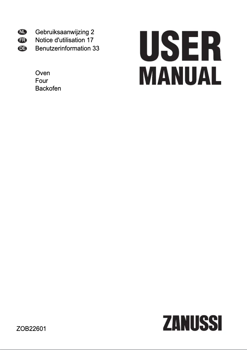 Page n°1 - Manuel utilisateur Zanussi ZOB22601XK
