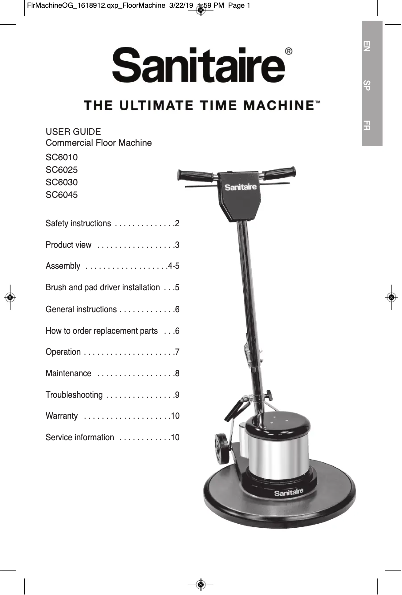 Página 1 del manual Manual de usuario Sanitaire SC6010D