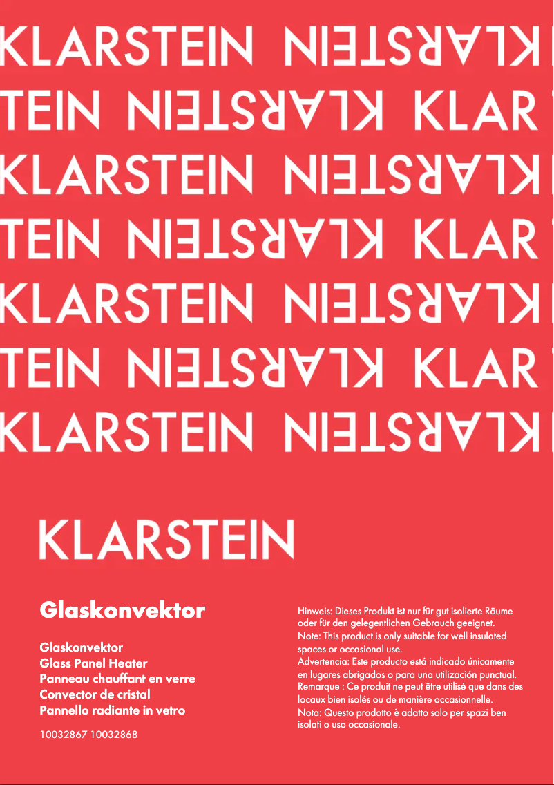 Page 1 de la notice Manuel utilisateur Klarstein 10032868
